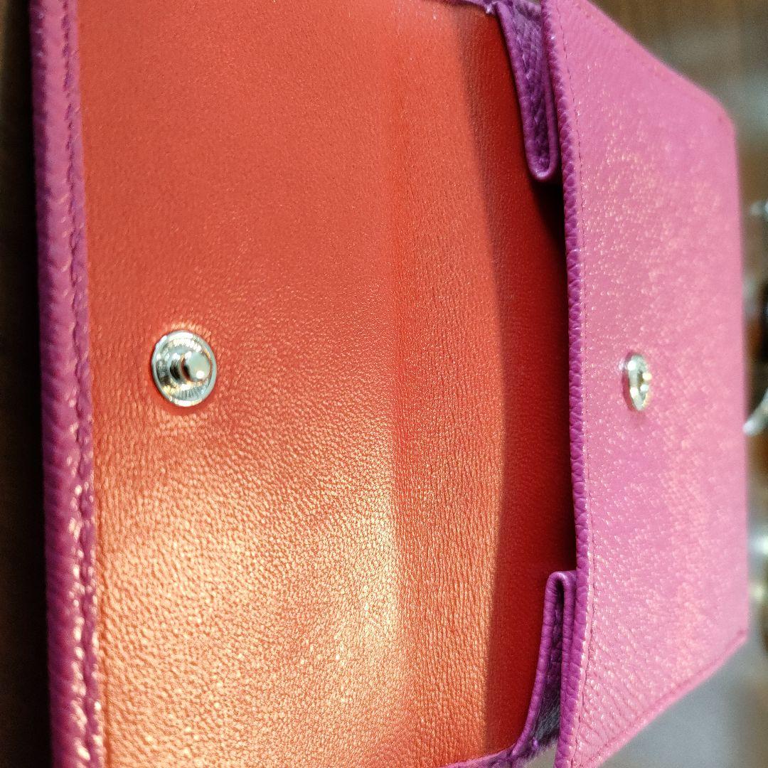 ピンク レザー 三つ折り財布