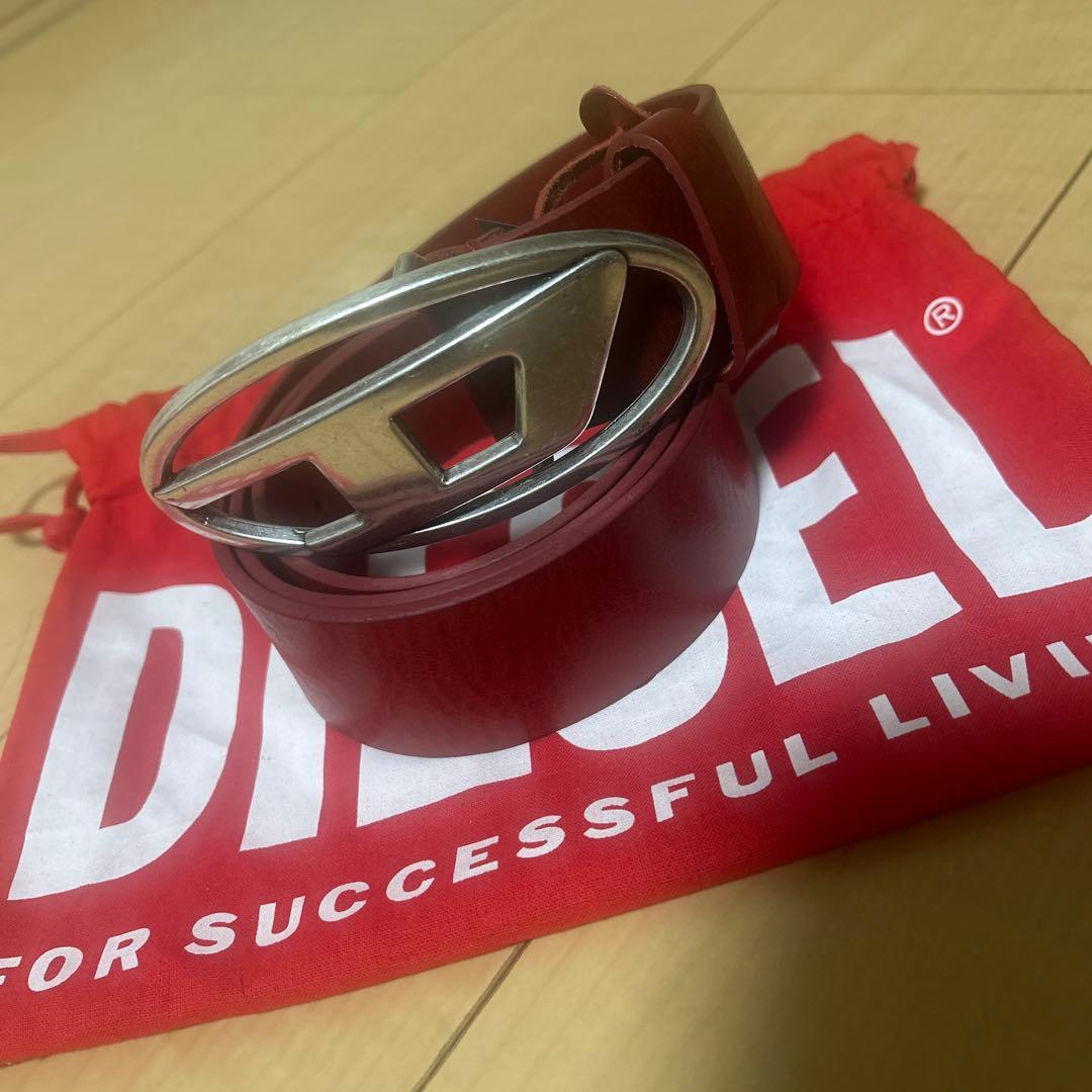 かかかかDIESEL レッド レザーベルト