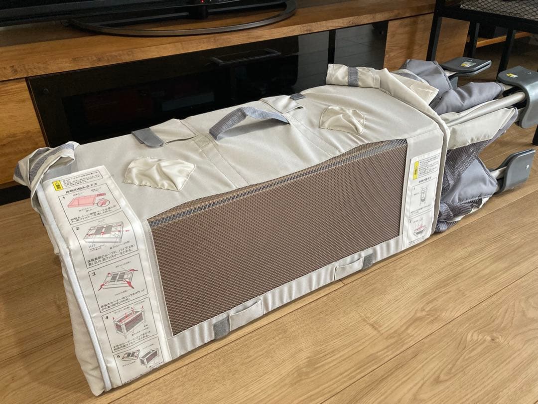 【1回のみ使用・美品】アップリカ ココネルエアーABベビーベッドグレーベアー