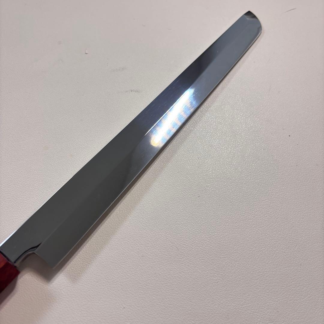 【鞘付き】270mm 先丸柳刃包丁鏡面 黒檀紫檀八角柄 刺身包丁 全鋼︔