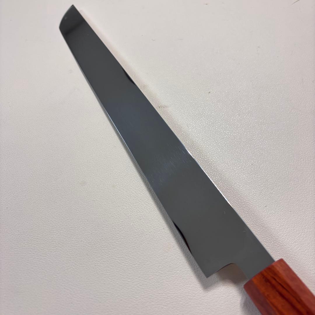 【鞘付き】270mm 先丸柳刃包丁鏡面 黒檀紫檀八角柄 刺身包丁 全鋼︔