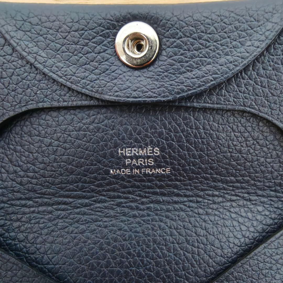 【美品】エルメスHERMES バスティア ケース ネイビー レザー