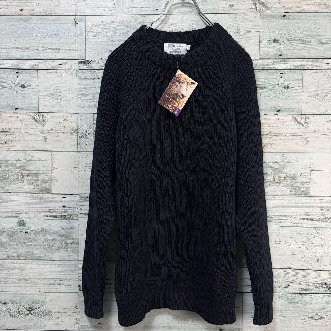 ☆未使用・タグ付☆ケリーウーレンミルズ　畦編みニットプルオーバー　ブラック　38