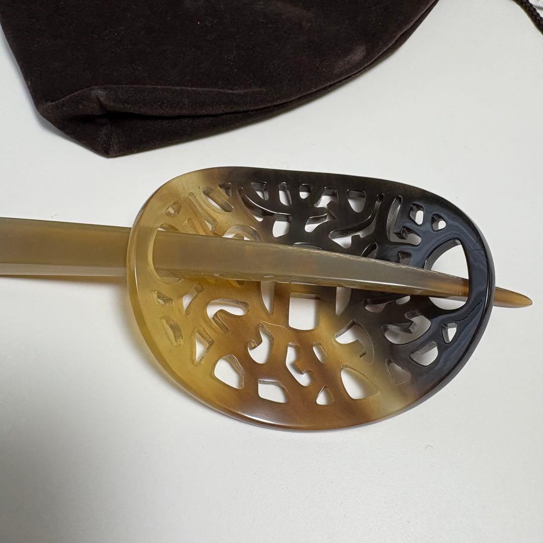 HERMES エルメス バッファローホーン 簪 かんざし ブラウン 茶色