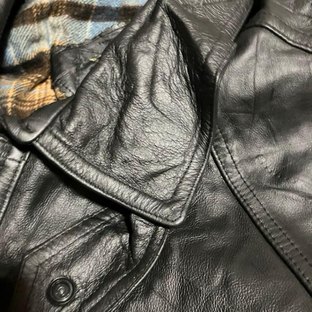 90s ビンテージ フランス製 レザー カバーオール カーコート バイソンスキン