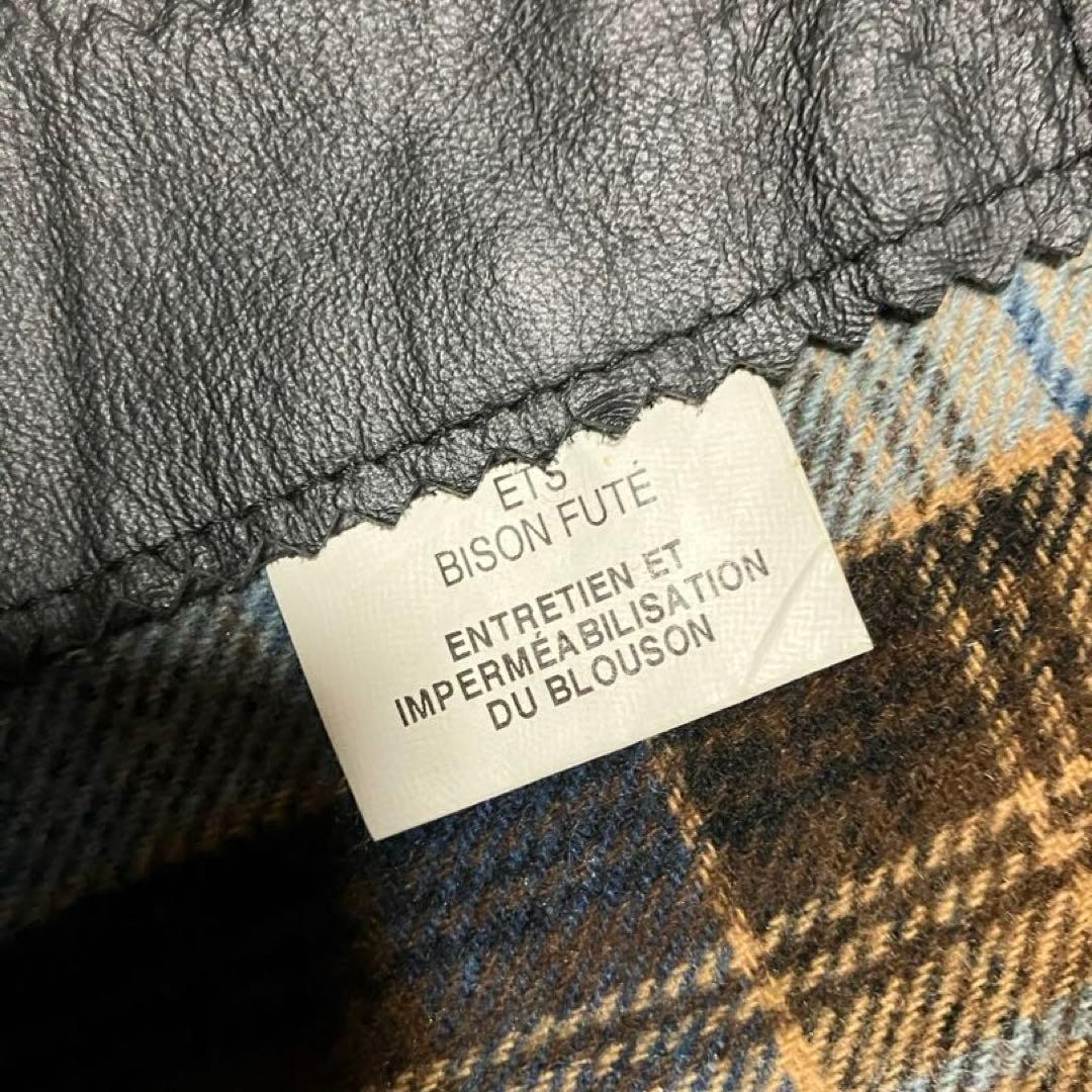 90s ビンテージ フランス製 レザー カバーオール カーコート バイソンスキン