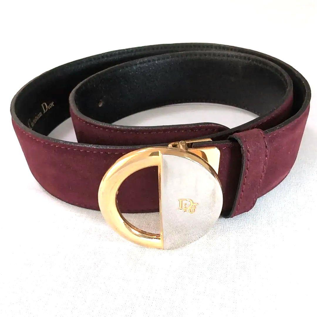 Christian Dior バーガンディ スエード 65cm 幅3cm d52