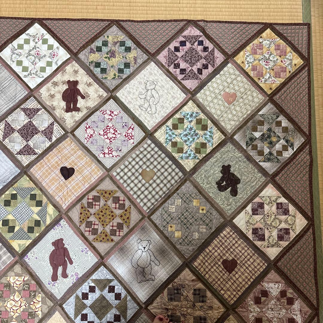 手作り大判パッチワークキルト タペストリー