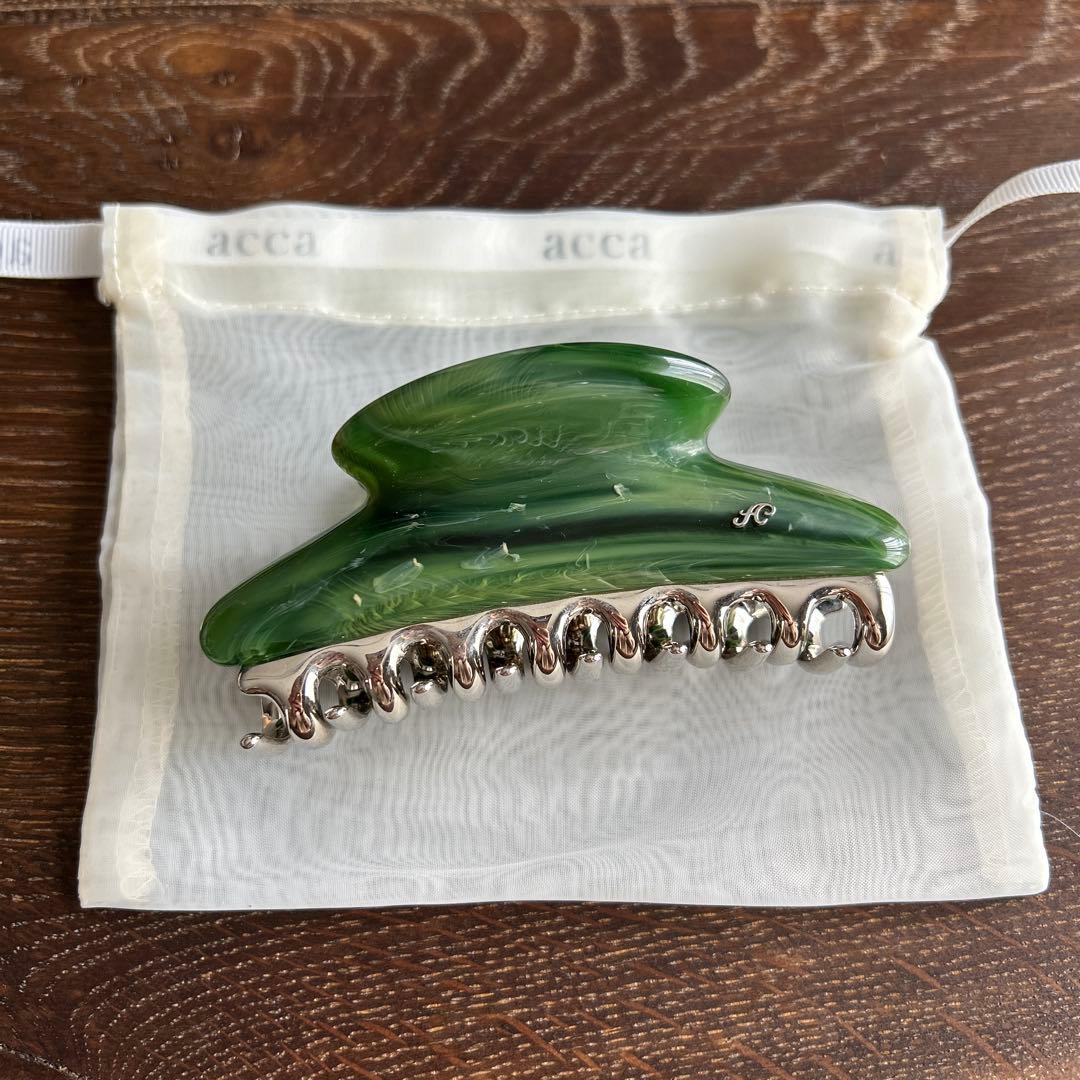 【お値下げしました】acca グリーン ヘアクリップ ラージ