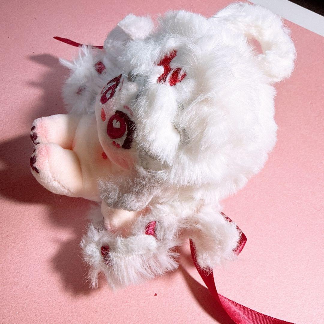 無属性　自作ぬいぐるみ　真っ白グラデーション三つ編みリボンの女の子　骨付き