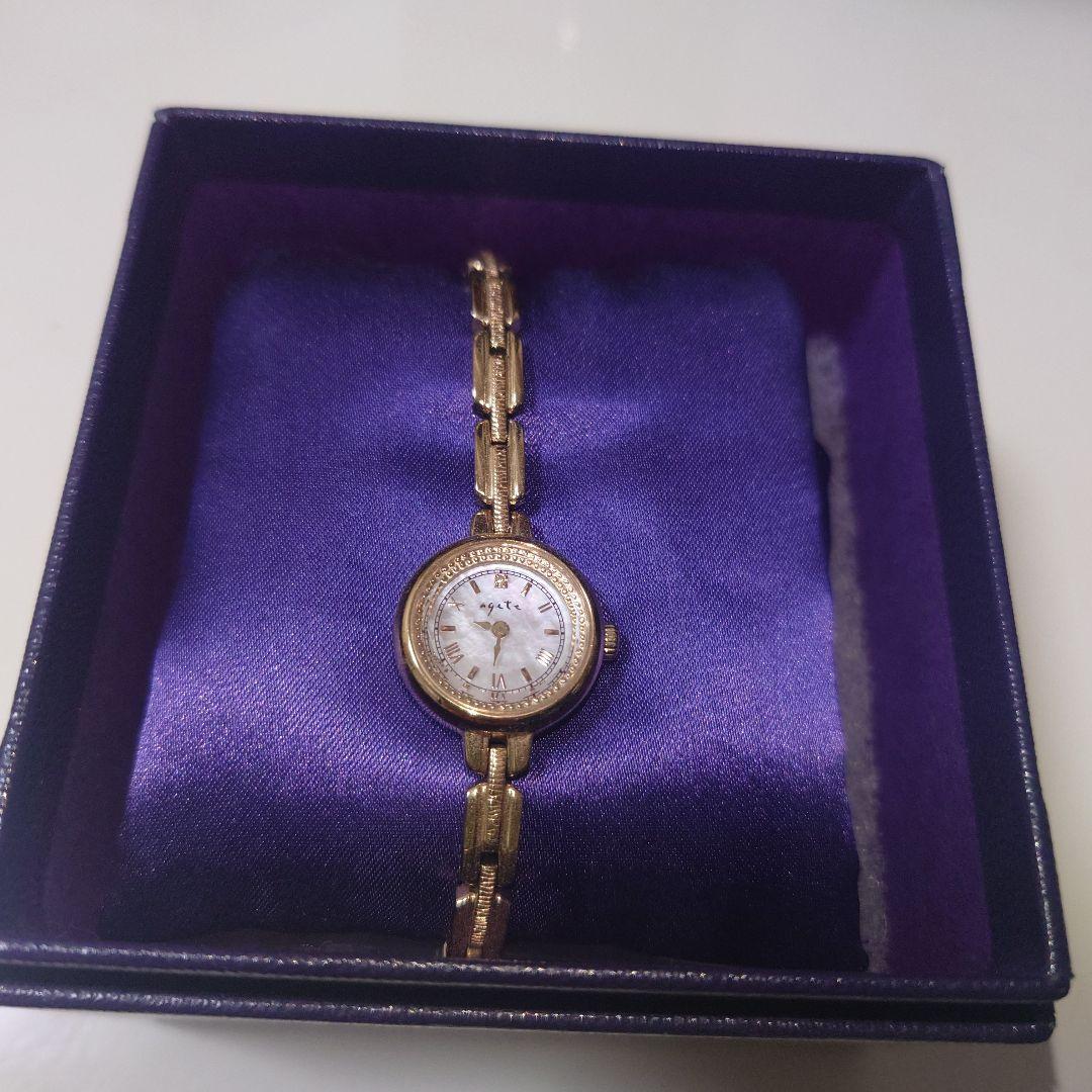 アガット　腕時計　ソーラー電池　シャンパンゴールド