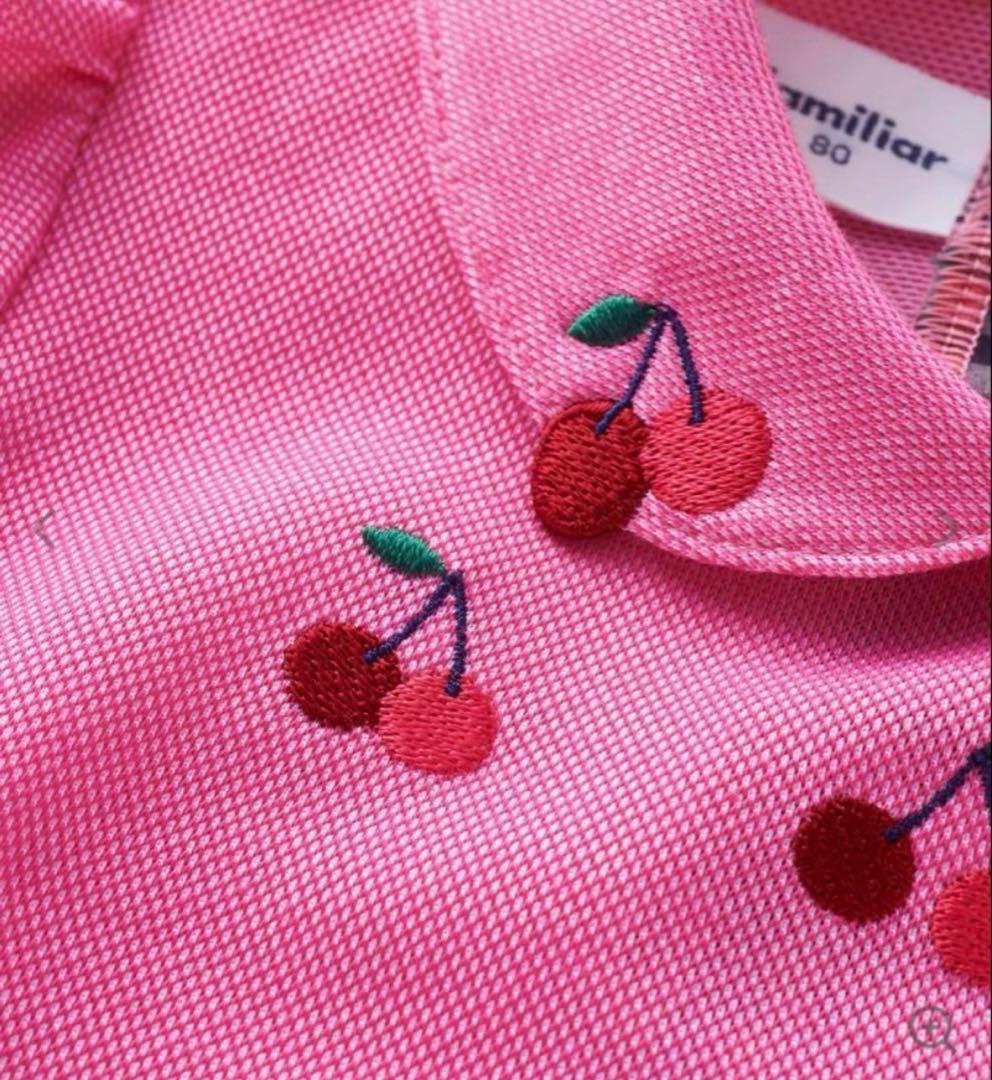familiar ファミリア　さくらんぼ　チェリー　刺繍　半袖ワンピース　90