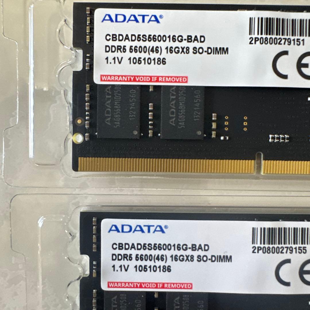 ADATA DDR5 32GB(16GB×2) SO-DIMM メモリー