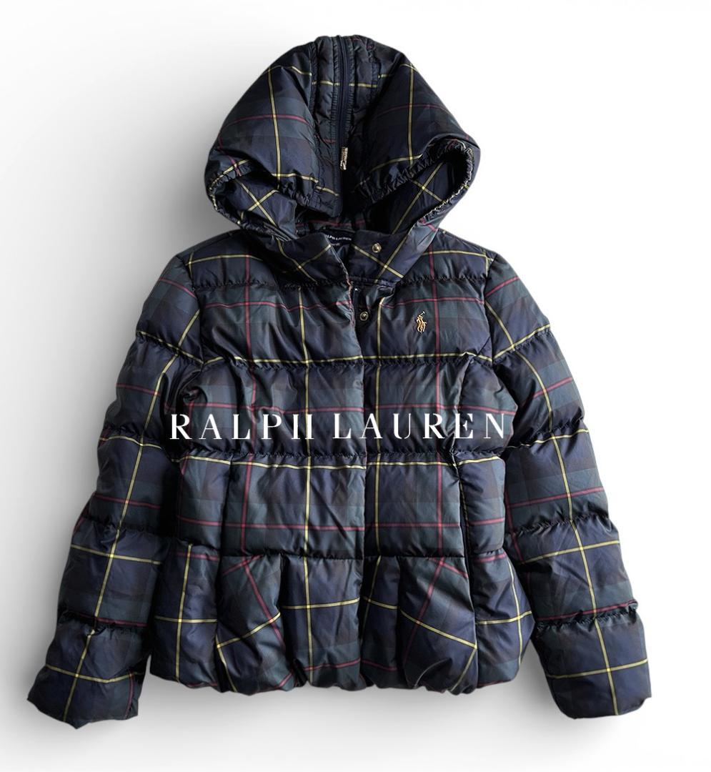 cacao327！ラルフローレン ゴールドポニー刺繍 チェック柄 ダウン