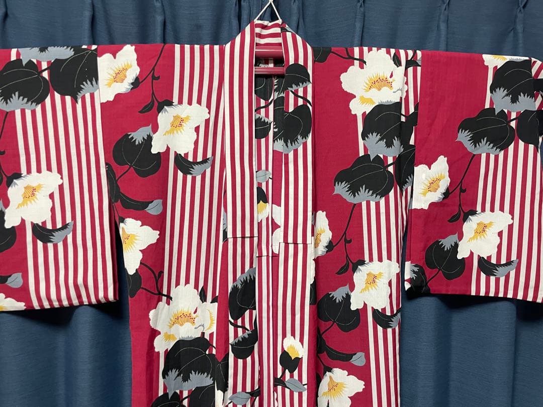 撫松庵 大正ロマン 大柄 椿 赤 浴衣 ブランド浴衣