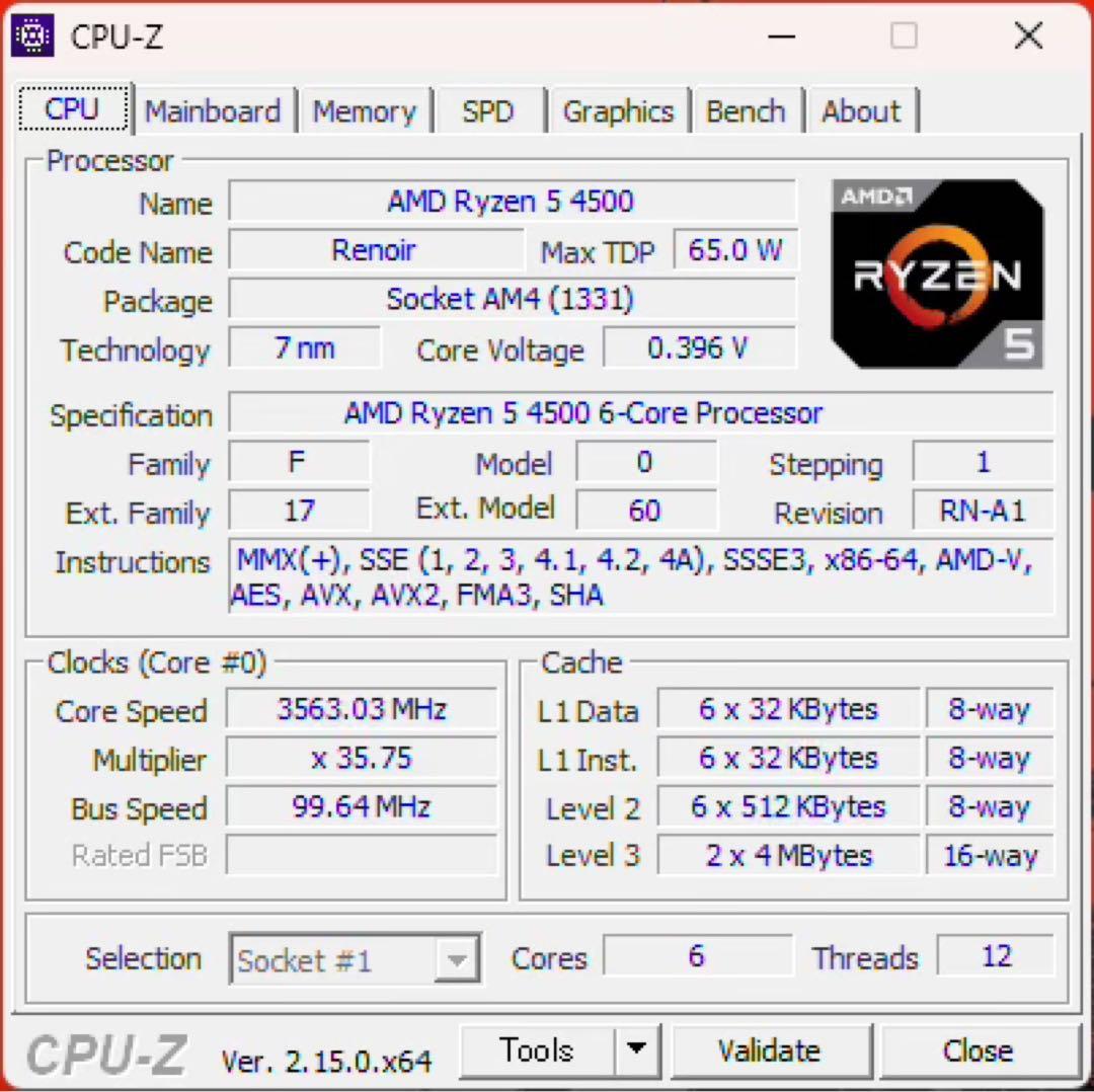 【動作確認済】B550M K + Ryzen 5 4500 セット