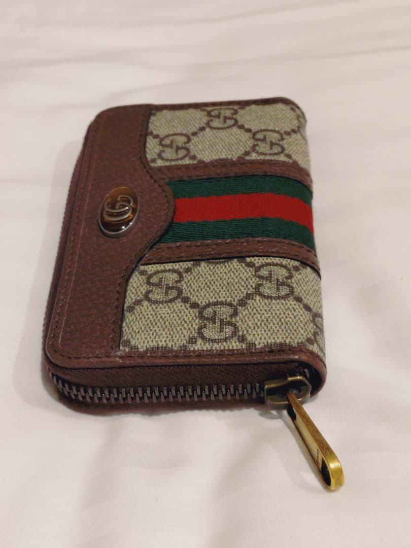 GUCCI グッチ ストライプ キャンバス ケース ベージュ×ブラウン