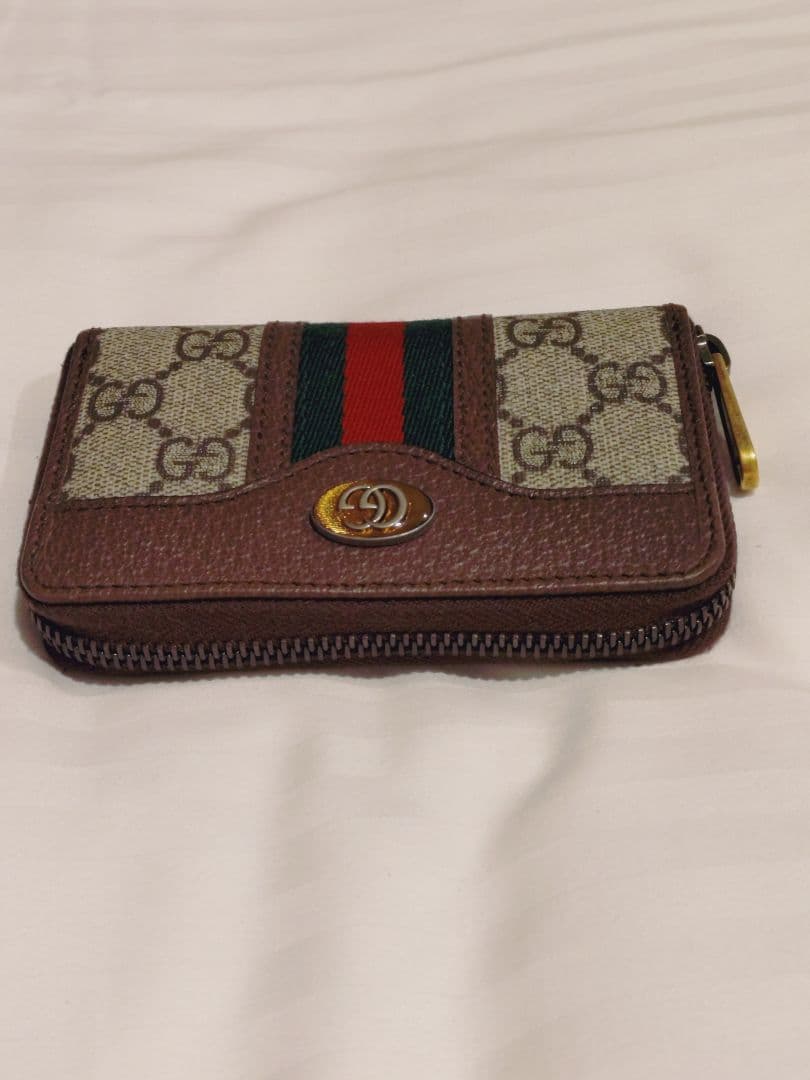 GUCCI グッチ ストライプ キャンバス ケース ベージュ×ブラウン
