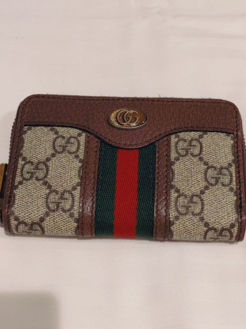 GUCCI グッチ ストライプ キャンバス ケース ベージュ×ブラウン