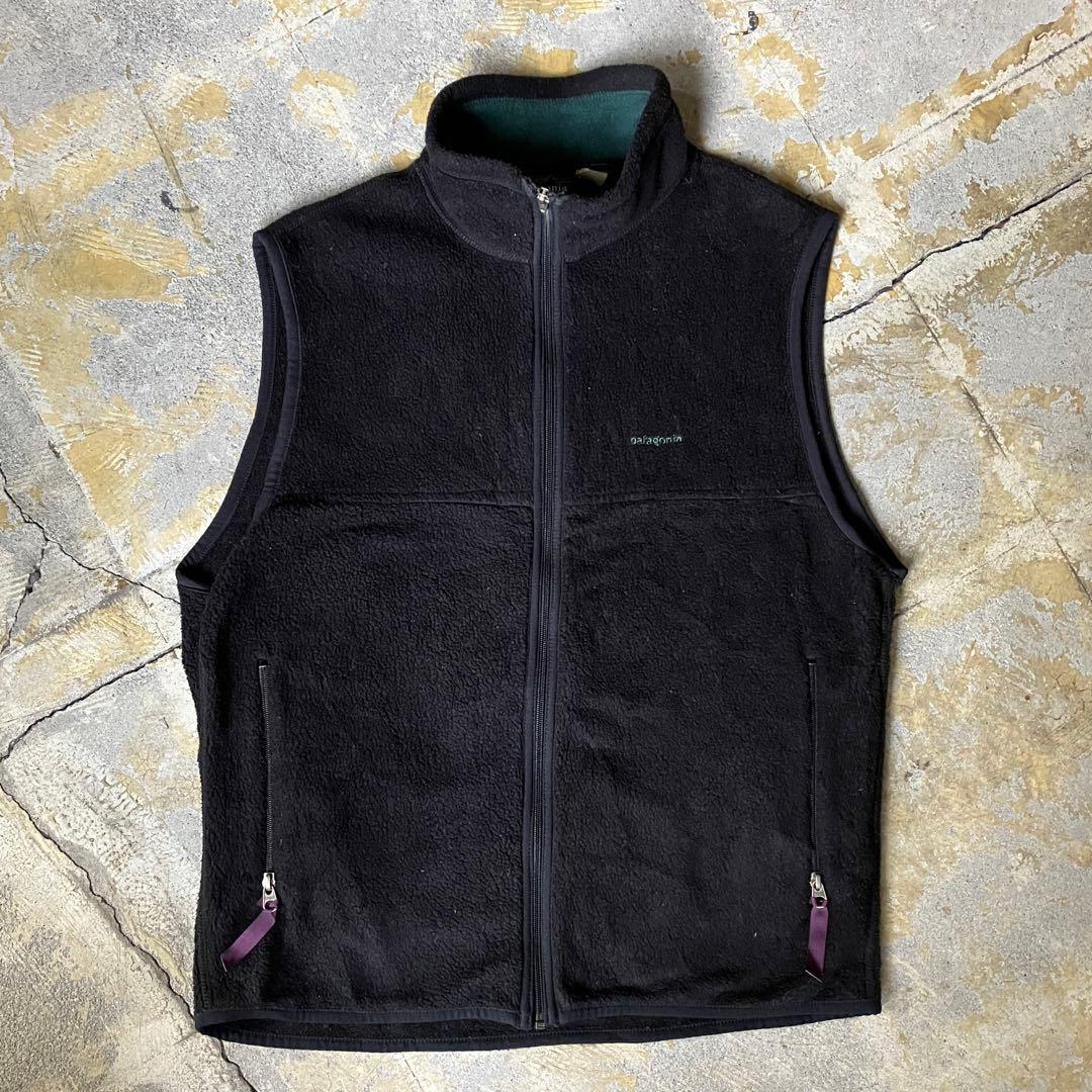 90S USA製 patagonia シンチラ フリースベスト ブラック