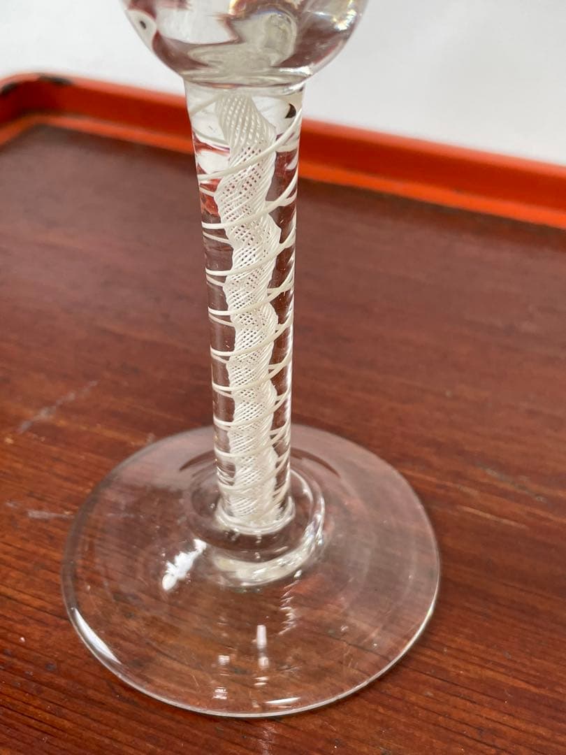 エアーツイストグラス　イギリス　エアーツイストステムグラス オペークツイスト