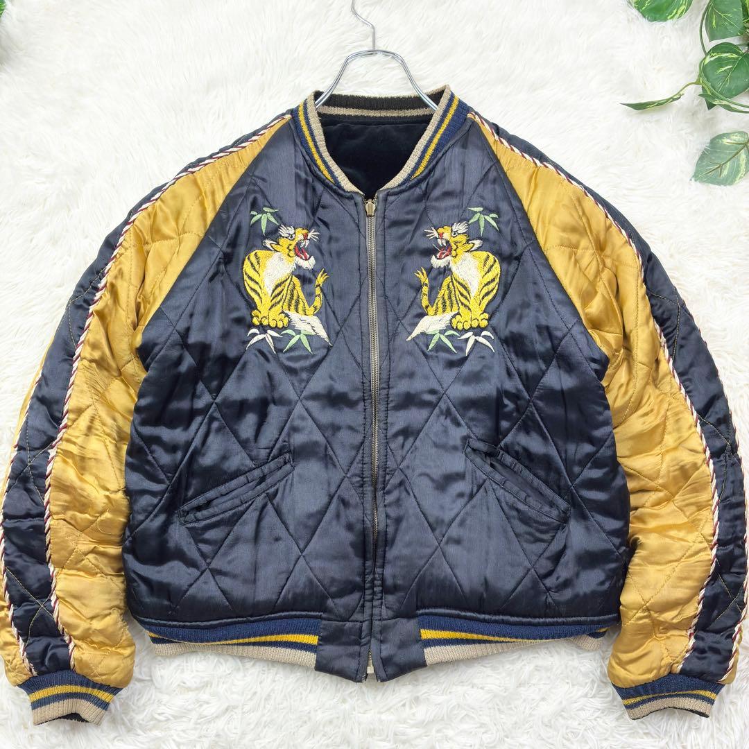 レミニッセンス　リバーシブル　別珍　スカジャン　サテンキルティング　総刺繍　L