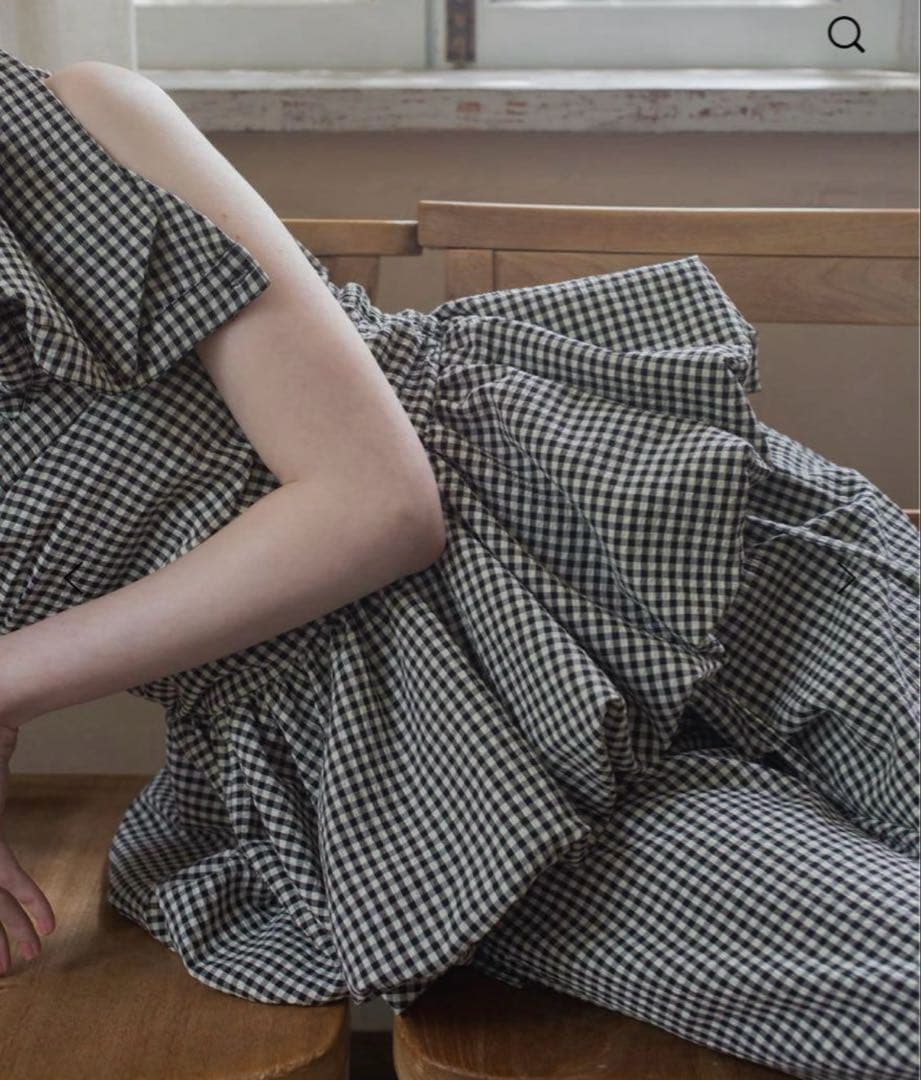 新品RANCLIC 2way ribbon peplum top GINGHAM