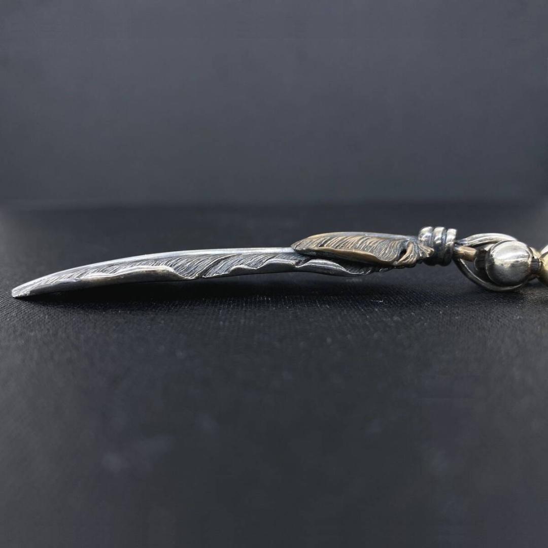 SAAD シルバー 925 ハート フェザー ペンダント ビーズ ネックレス