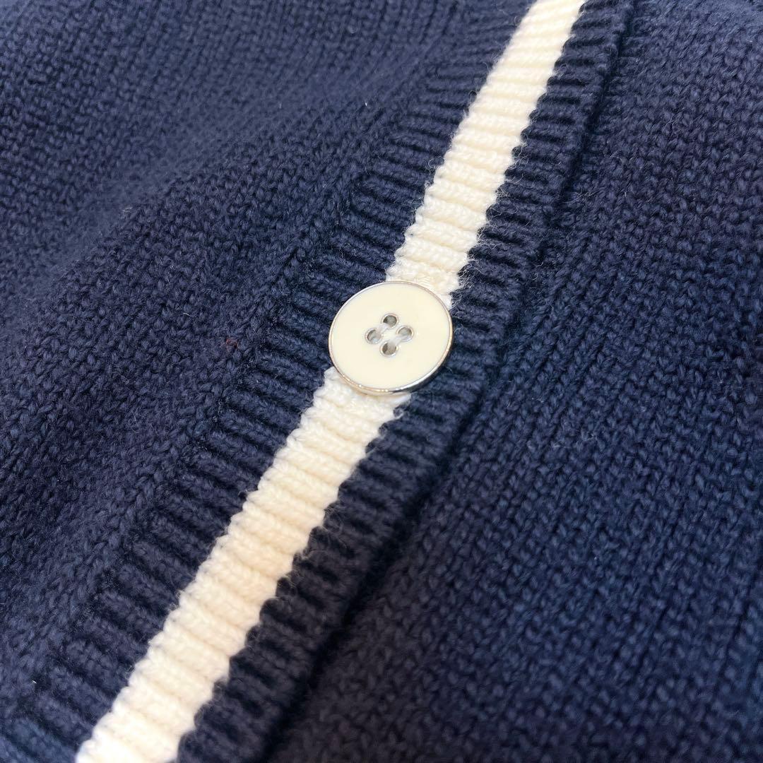 美品◆フォクシー ロゴ入りニットカーディガン ショート丈◇ネイビー フリーサイズ