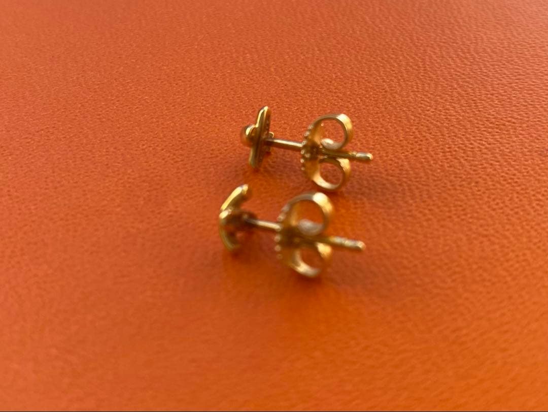美品 ティファニー クロスステッチ ピアス K18 YG キス シグネチャー
