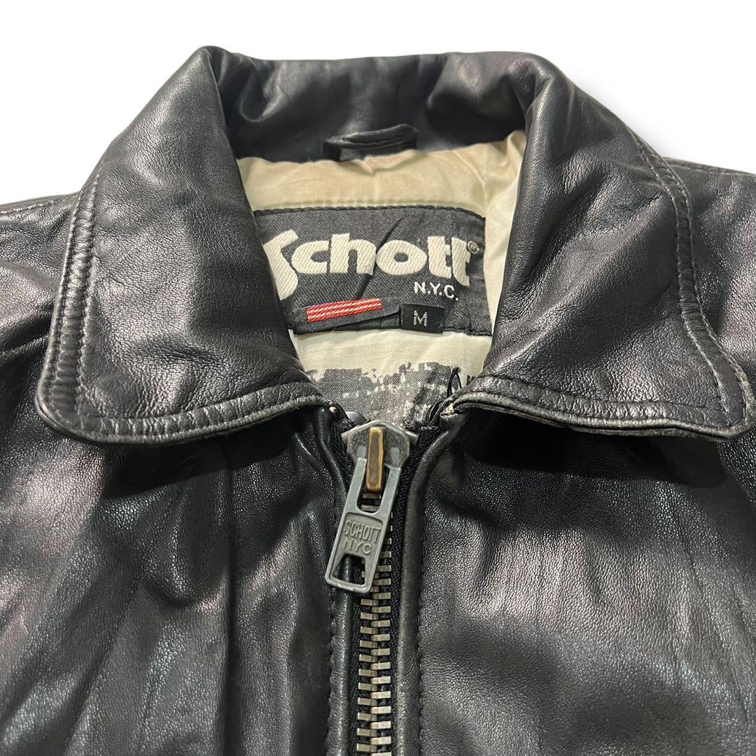 Schott ボンバージャケット レディース ラムレザー M 黒 古着 00s