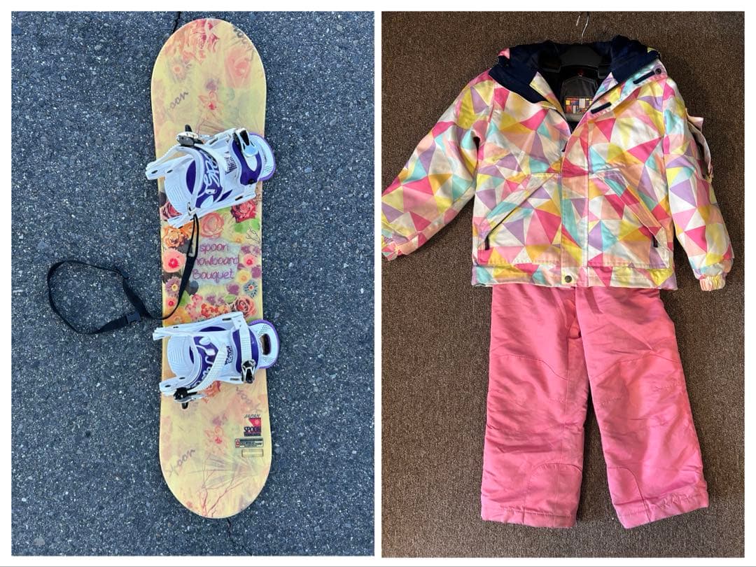 値下げ‼︎ジュニア　スノーボードウェア120㎝　ボード　ビンディング　3点セット‼︎