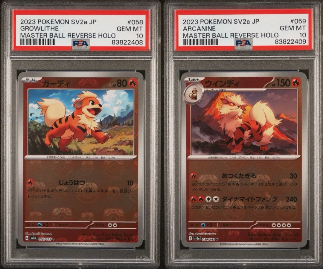 【PSA10】連番　ガーディ、ウインディ　マスターボールミラー