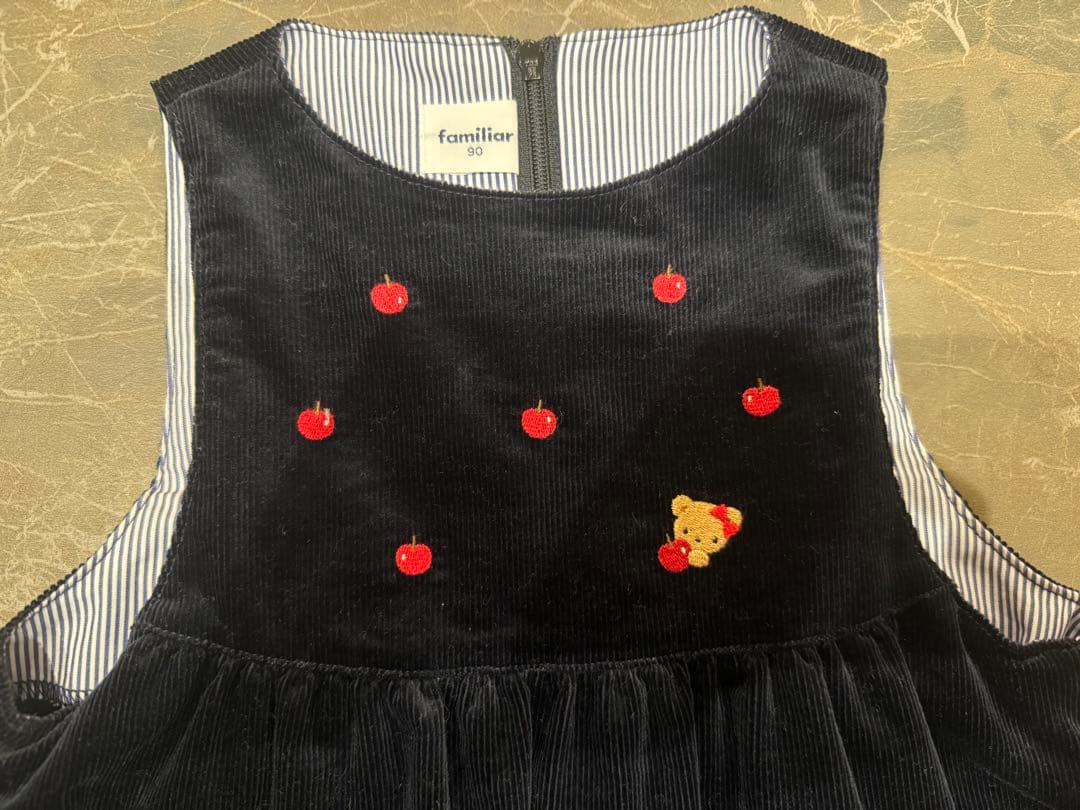 familiar ファミリア 濃紺　コーデュロイ ワンピース