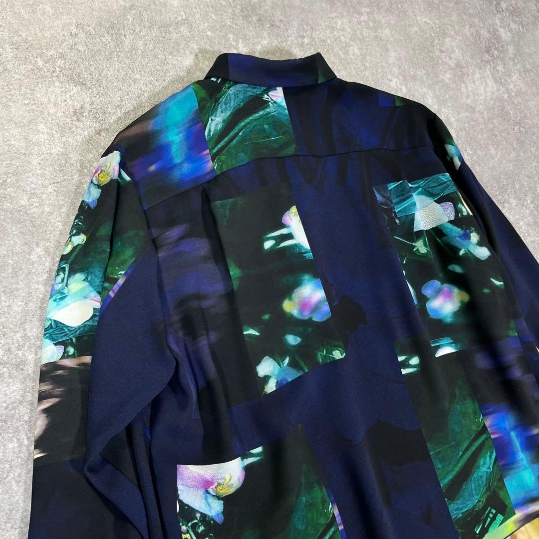 PS Paul Smith フォントモンタージュ　ロングシャツ　40 花　洗える