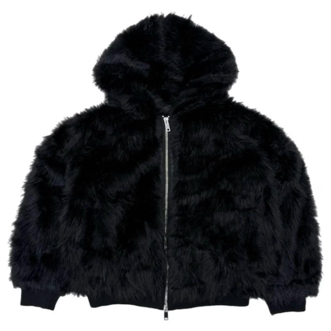 Chikashitsu +オーバーサイズフーデッドファーブルゾン ブラック