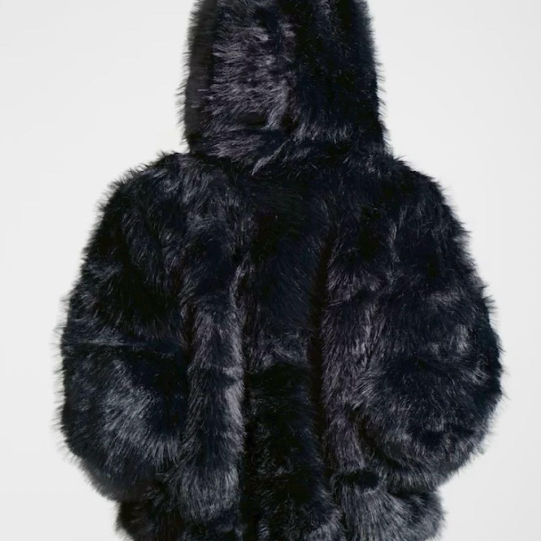 Chikashitsu +オーバーサイズフーデッドファーブルゾン ブラック