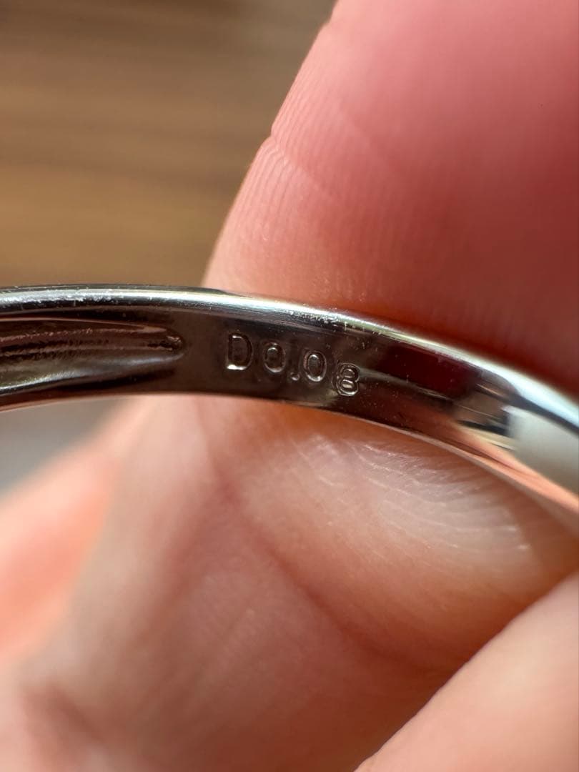 pt900 珊瑚 ダイヤ 0.08ct 15号8.2g リング