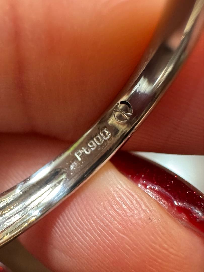 pt900 珊瑚 ダイヤ 0.08ct 15号8.2g リング