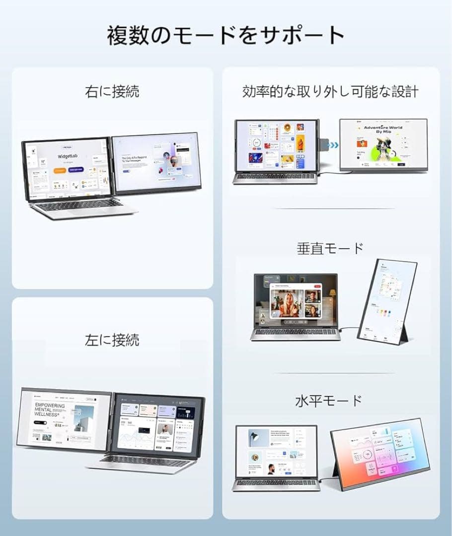 【新品】デュアルディスプレイ ダブルモニター　15.6インチFHD 取り外し可能