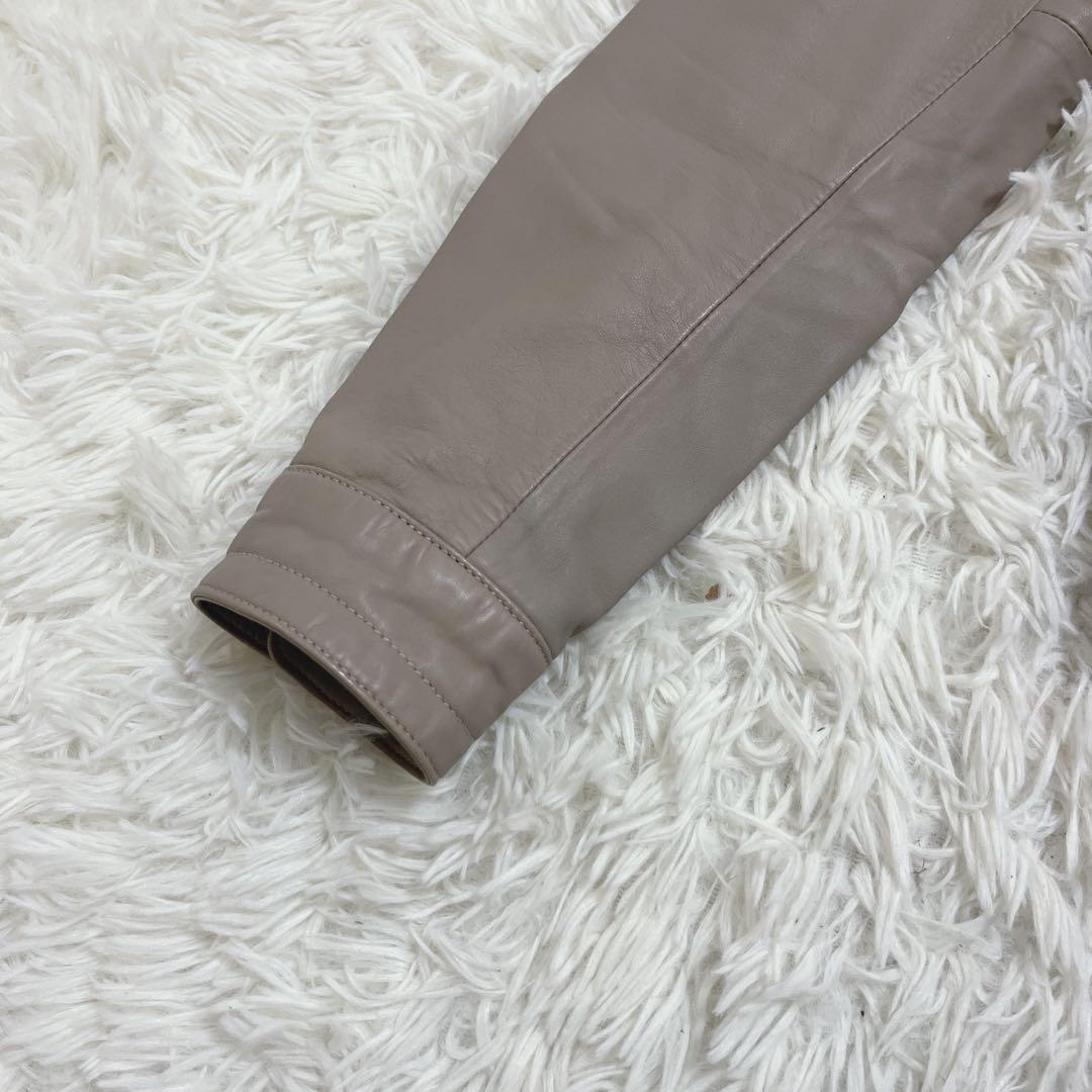 希少　バーバリーロンドン　羊革 ラムレザージャケット グレージュ　42