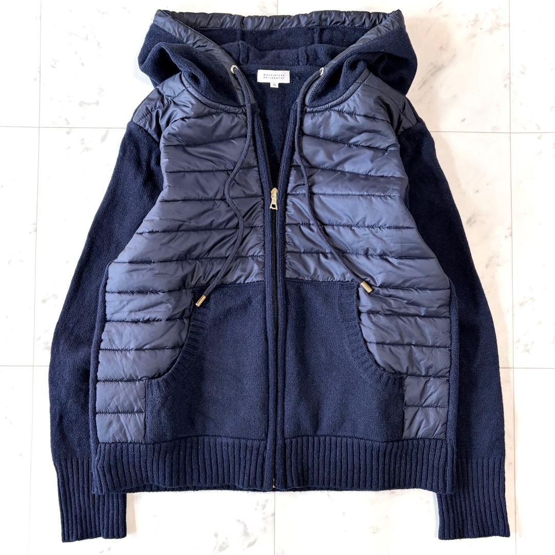 美品 マッキントッシュフィロソフィー 異素材切替 中綿ジャケット ニットパーカー