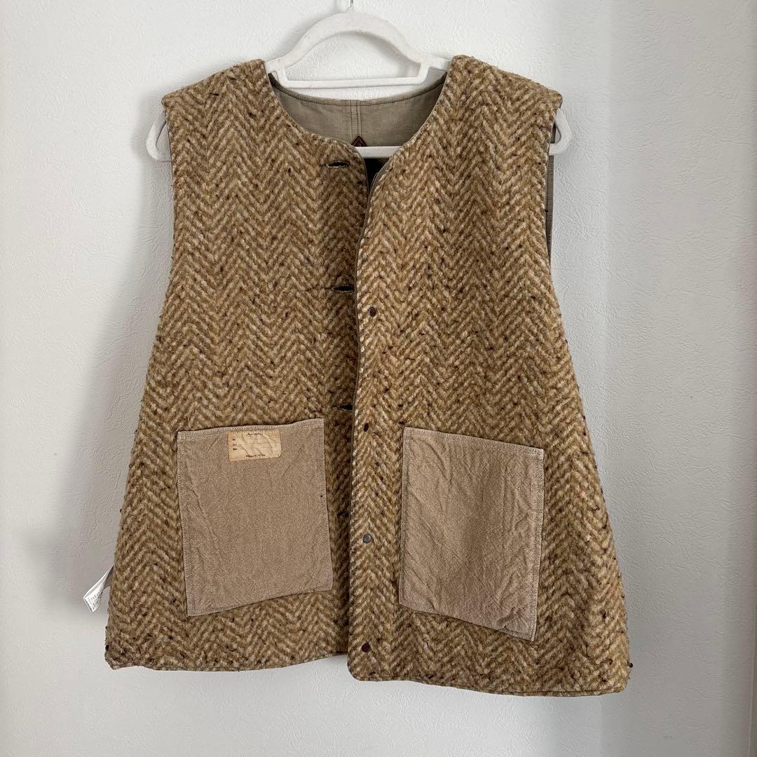 オリーブグリーン ツイードベスト