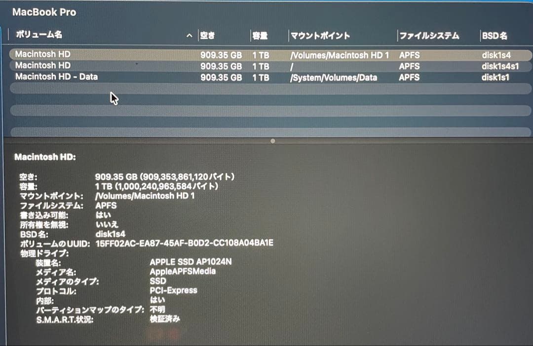 MacBook Pro (16-inch,2019）32GB/1TB