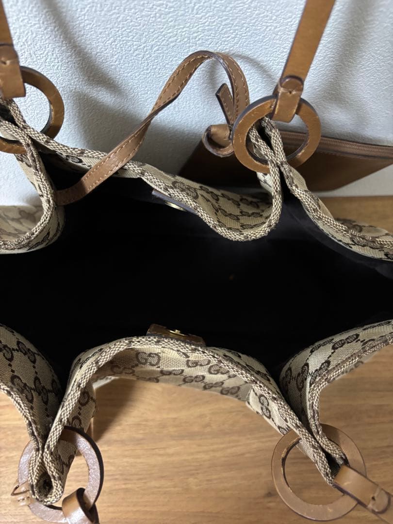 GUCCI レザーキャンバスバッグ