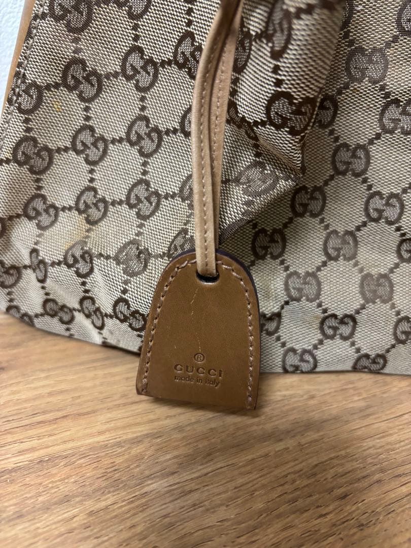 GUCCI レザーキャンバスバッグ