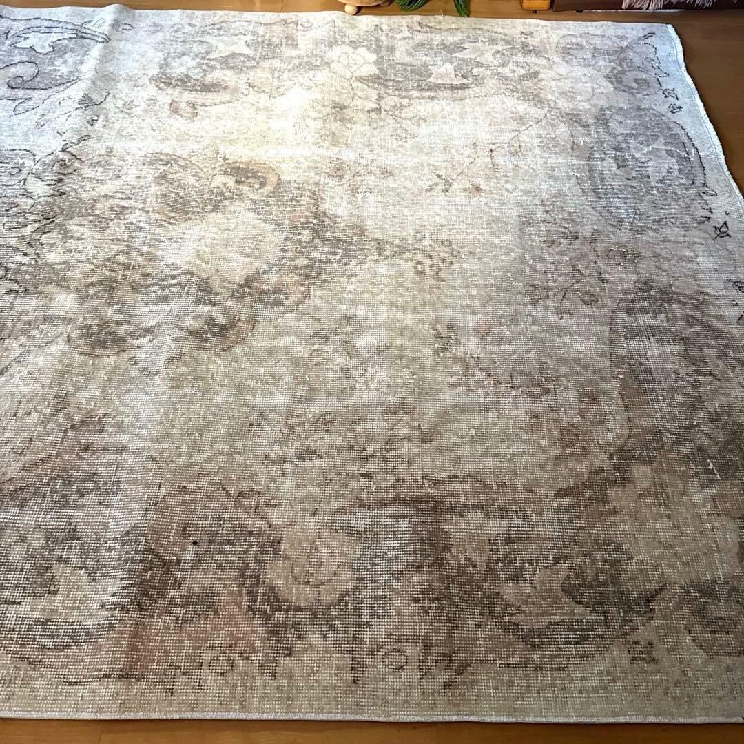 大判160×257 擦れシャビー　色むら　メダリオン　トルコヴィンテージラグ