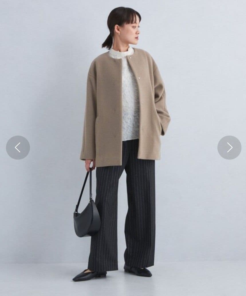 グリーンレーベルリラクシング セントデールウール ノーカラー ミドル コート