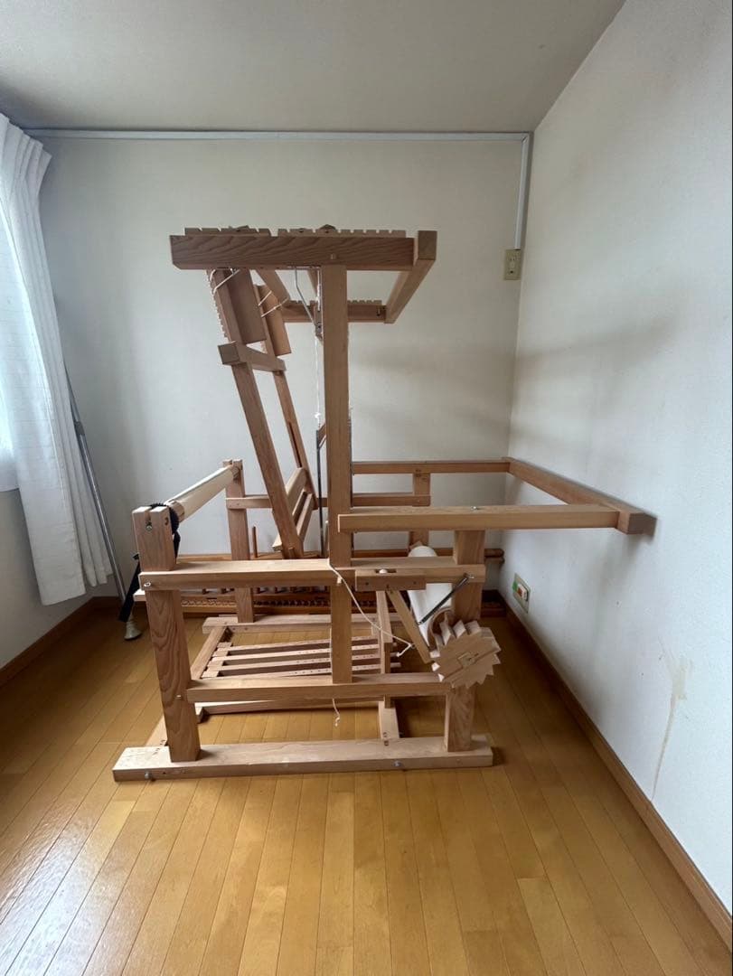 織機 稲垣機料 ろくろ式 4枚綜絖 整経台 糸枠つき 手織り