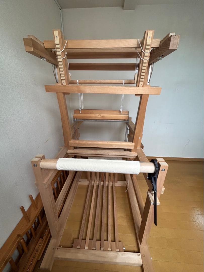 織機 稲垣機料 ろくろ式 4枚綜絖 整経台 糸枠つき 手織り